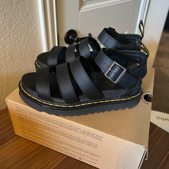 Dr. Martens Black Blaire Hydro Leather Strap Sandals - Picture 7 of 13